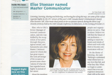Elise (Stoesser) Roaf, ABC, named Master Communicator
